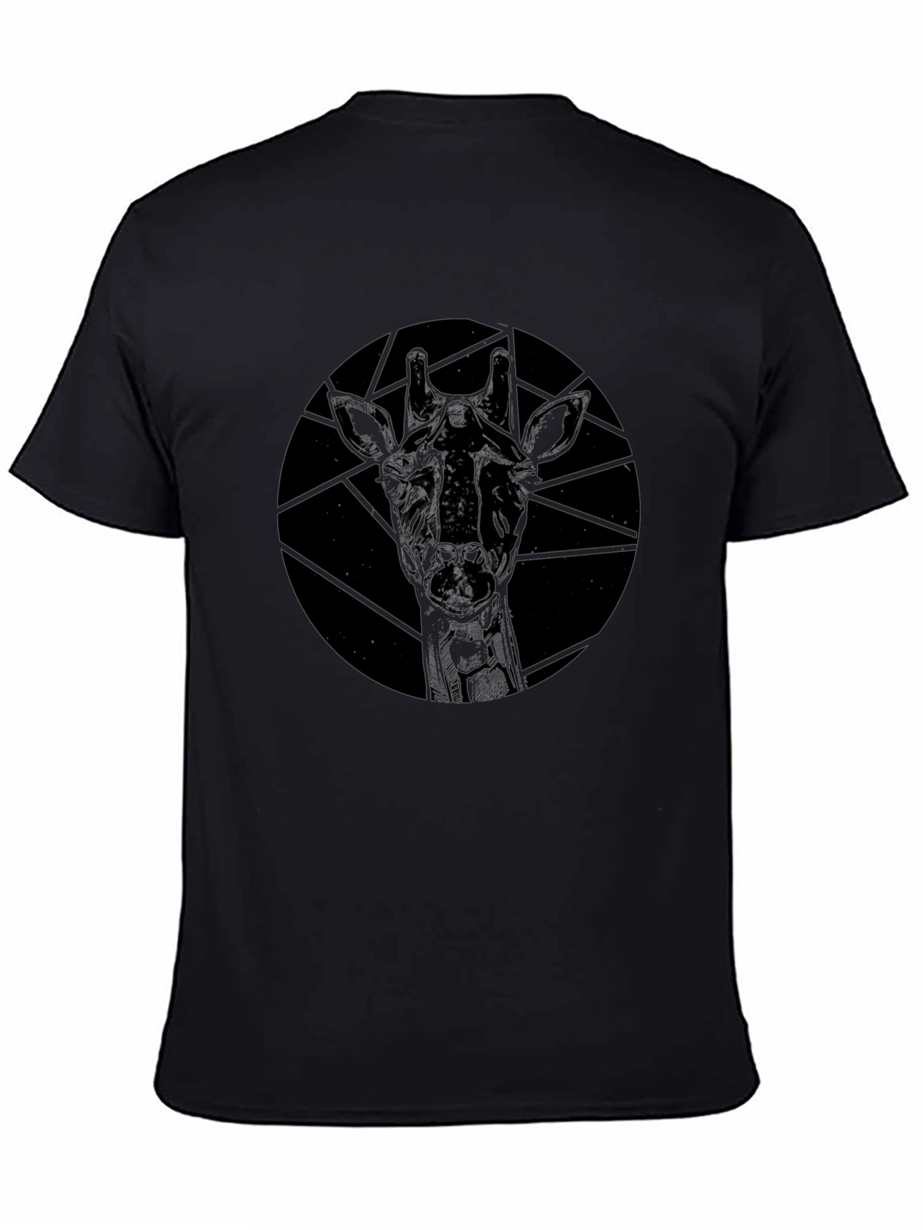 Geometric Giraffe Graphic Black T-Shirt