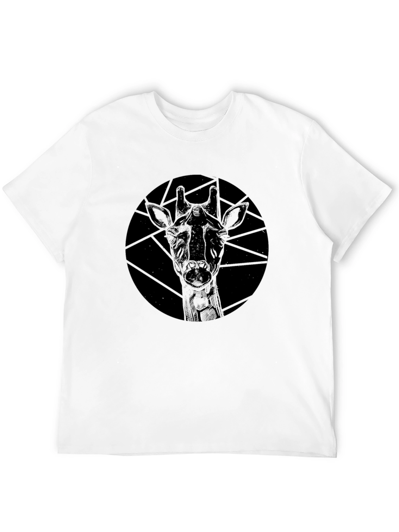 Geometric Giraffe Graphic Black T-Shirt