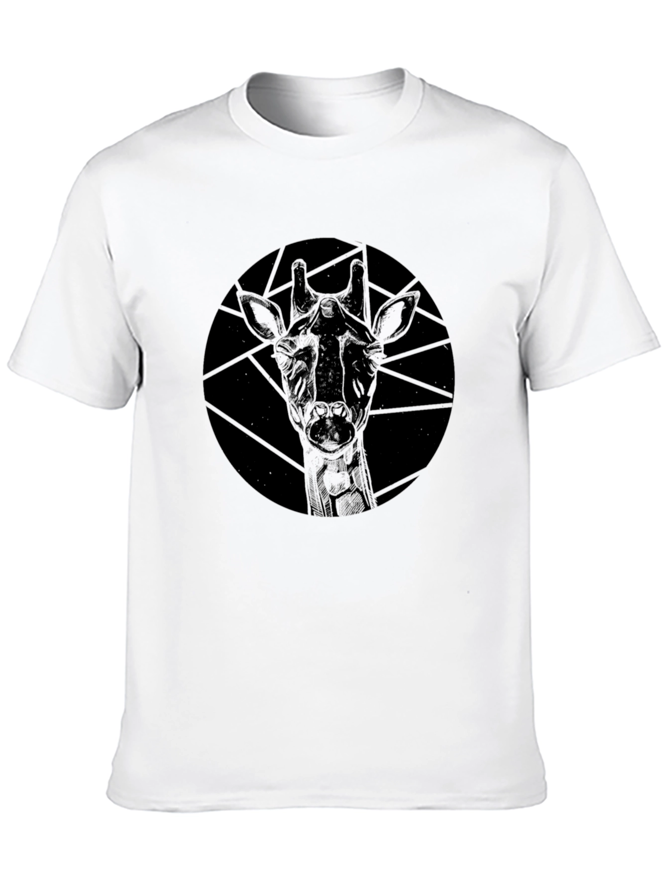 Geometric Giraffe Graphic Black T-Shirt