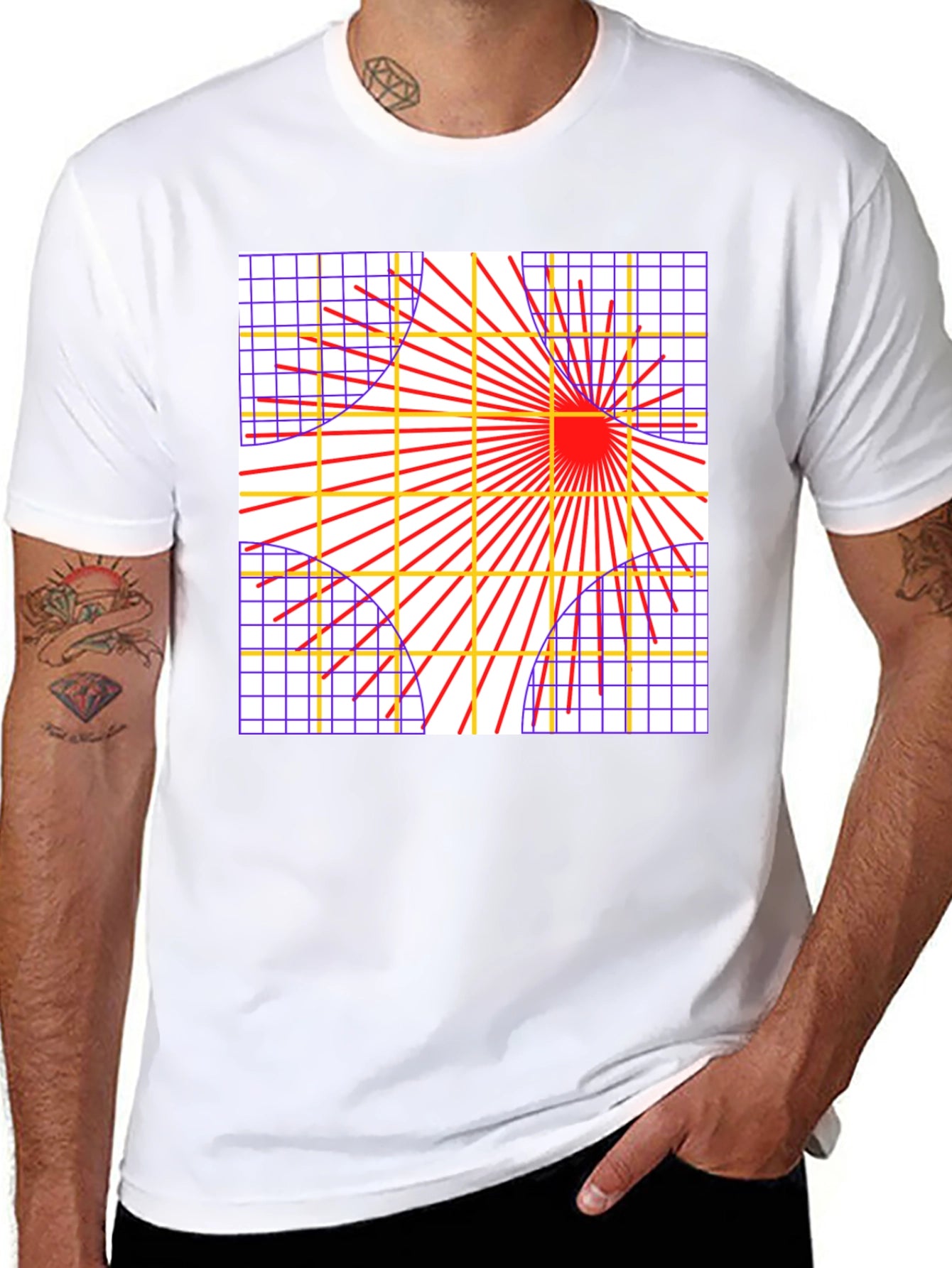 Geometric Grid Graphic Tee