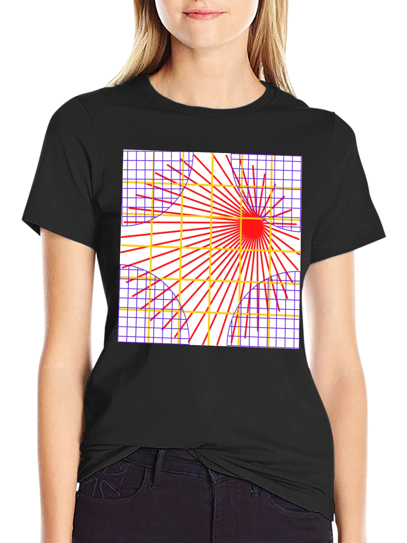 Geometric Grid Graphic Tee