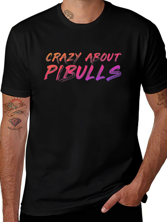 Crazy About Pitbulls Graphic T-Shirt - Black