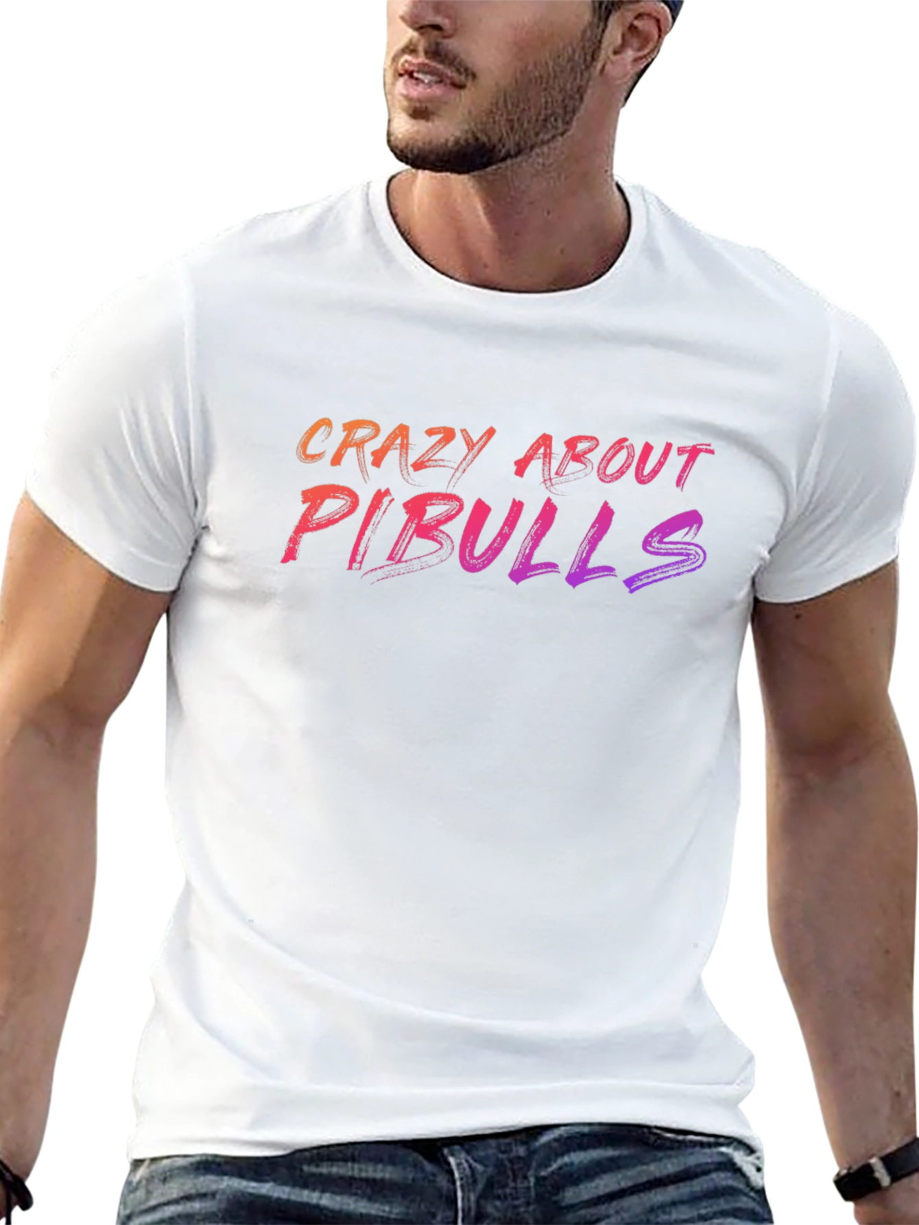 Crazy About Pitbulls Graphic T-Shirt - Black