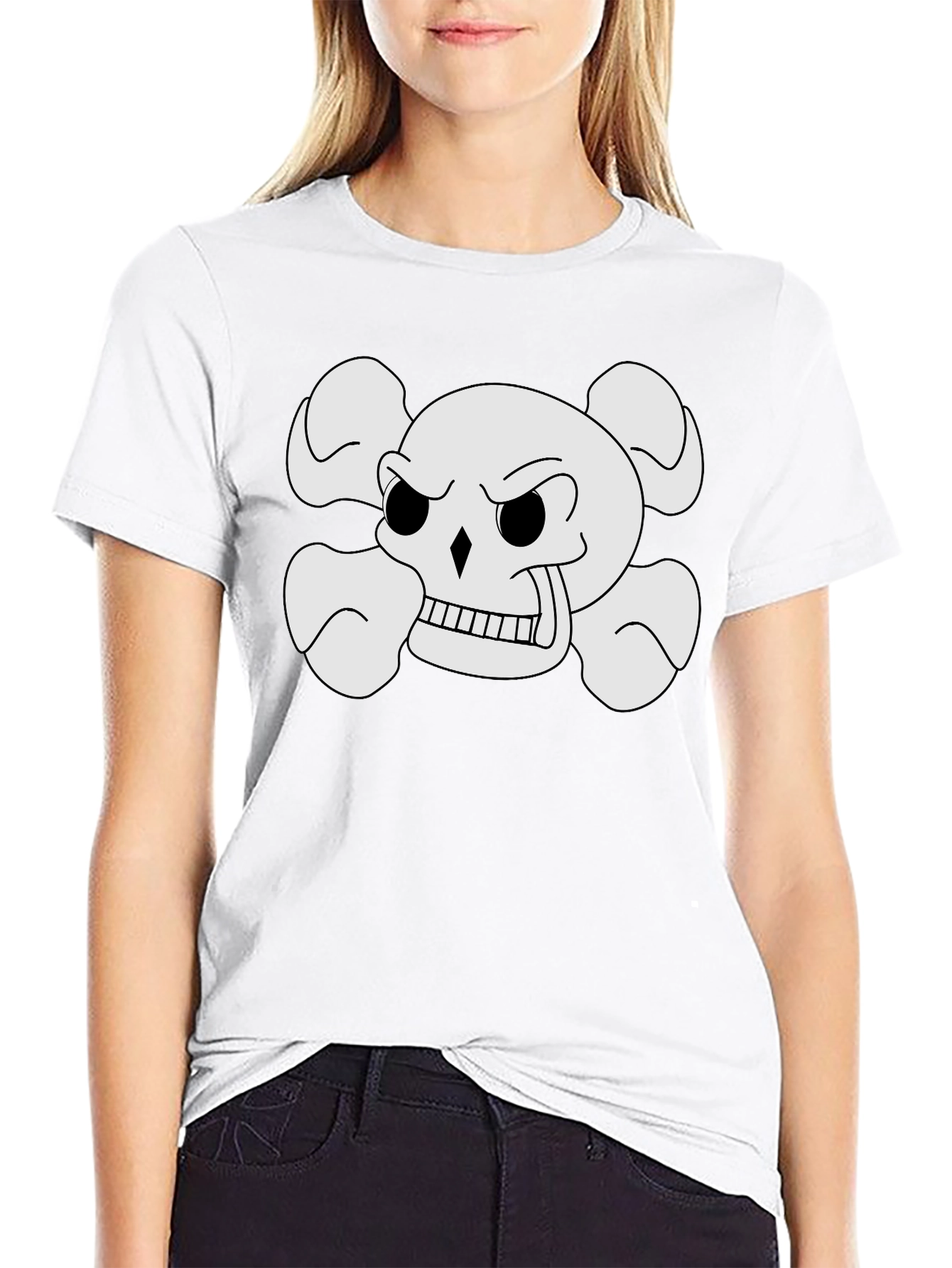 Skull and Crossbones Graphic Tee - Black