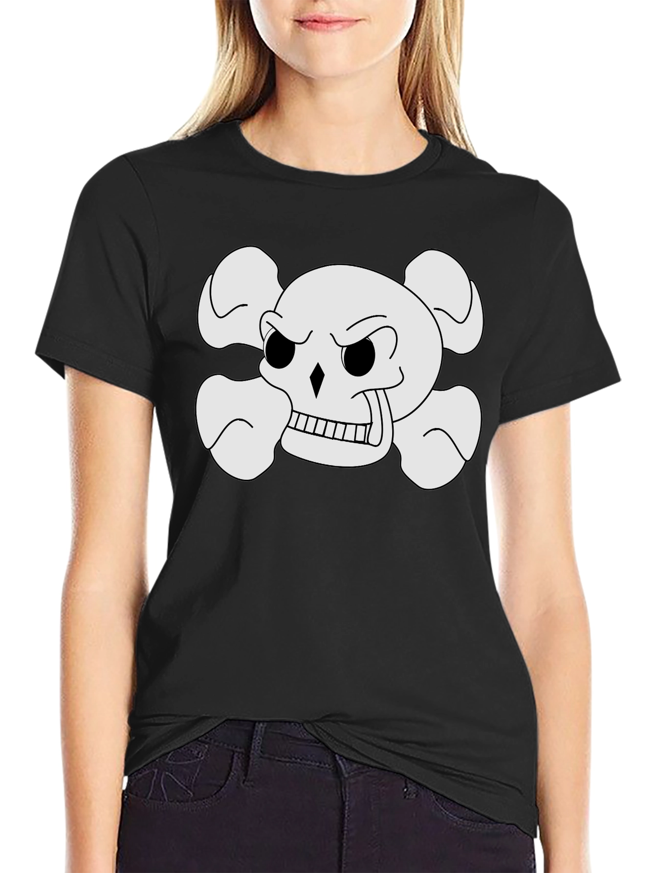 Skull and Crossbones Graphic Tee - Black