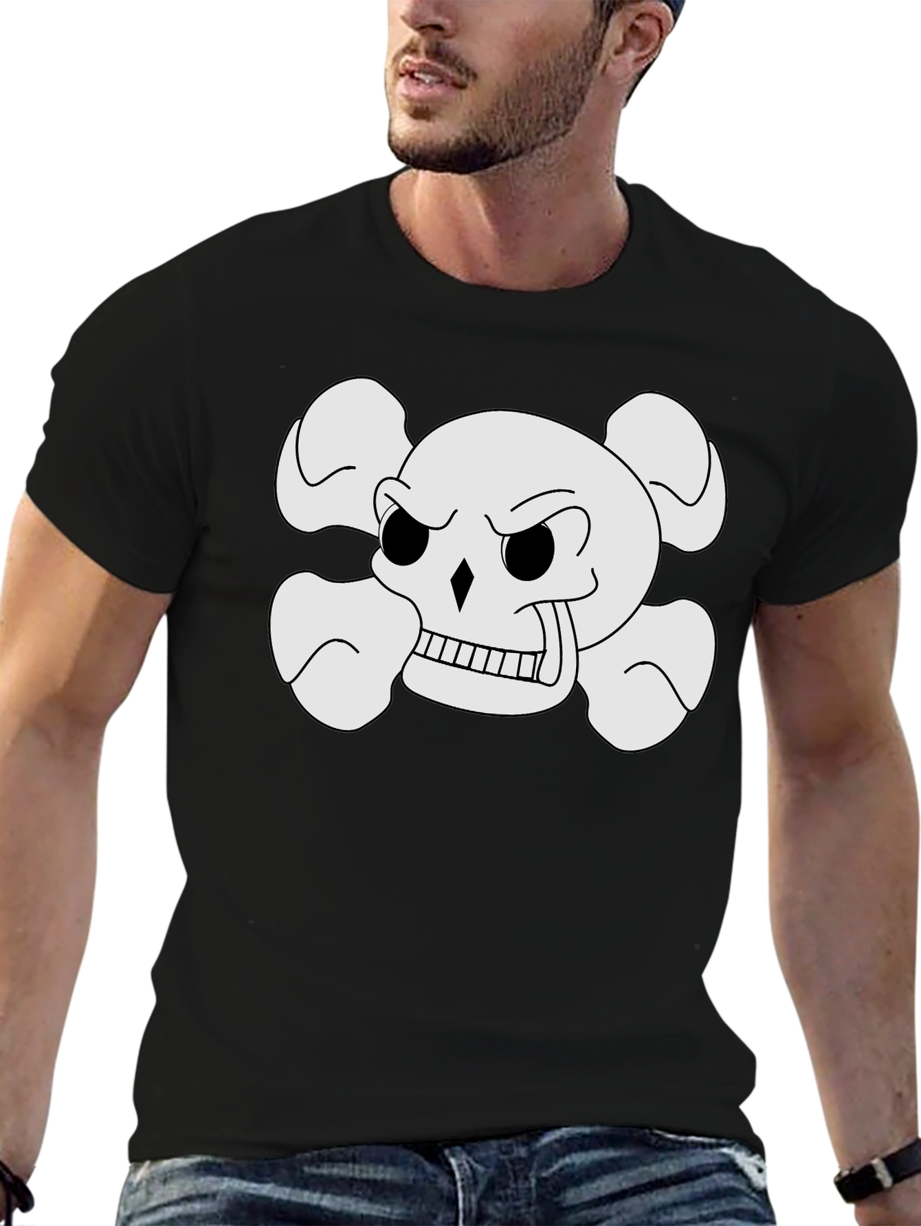 Skull and Crossbones Graphic Tee - Black