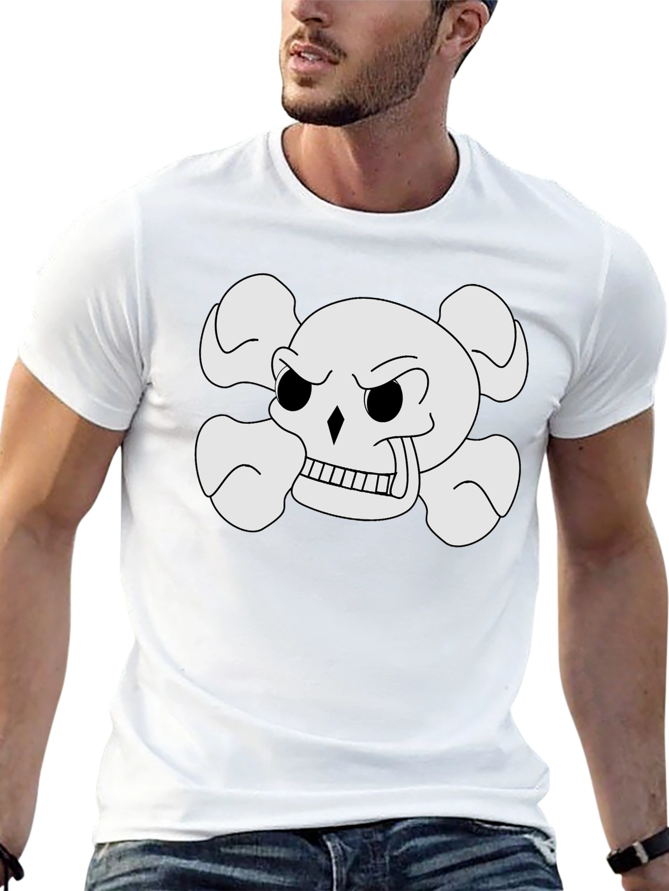 Skull and Crossbones Graphic Tee - Black