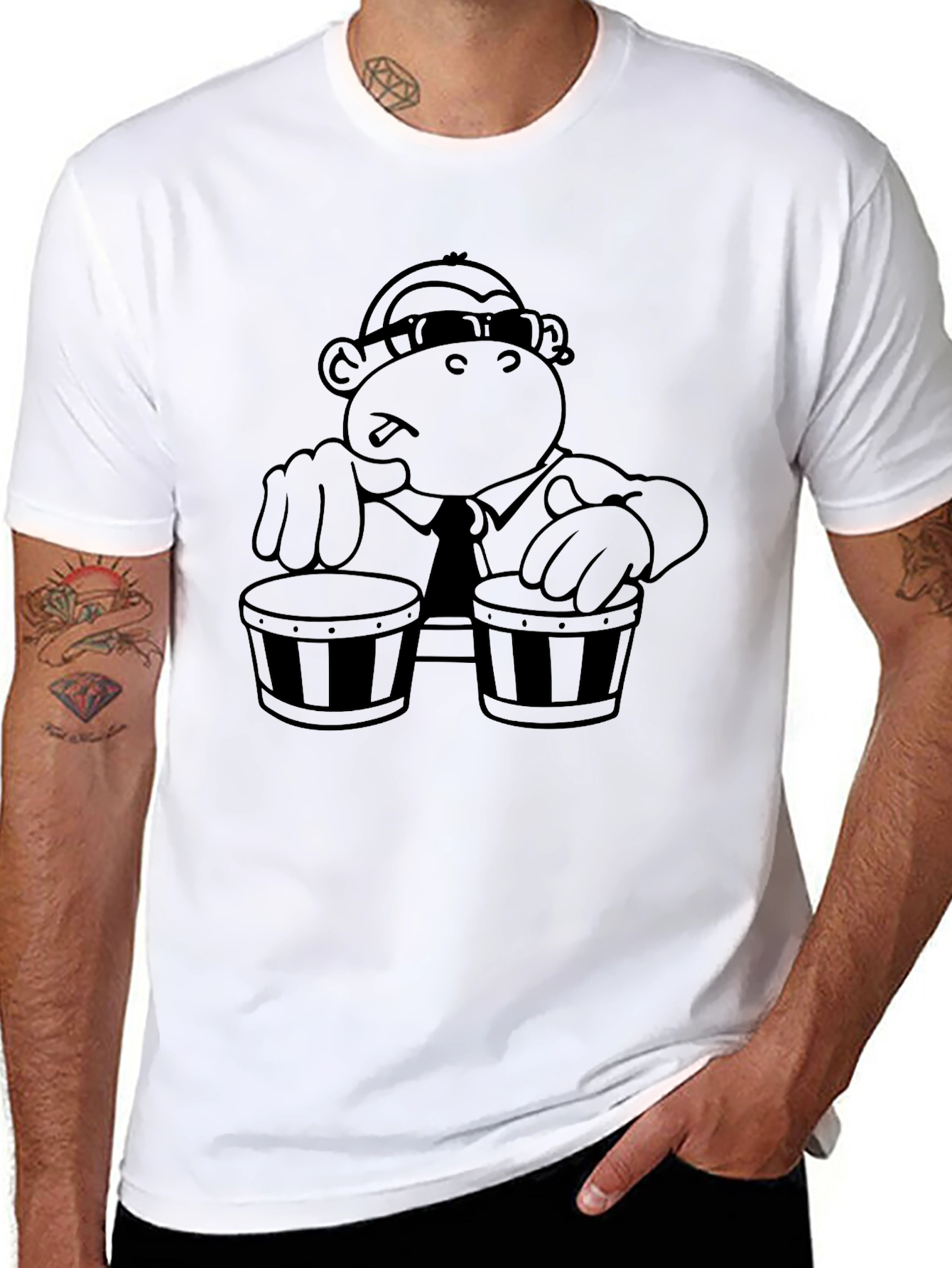 Cool Monkey Bongo Drum Player T-Shirt