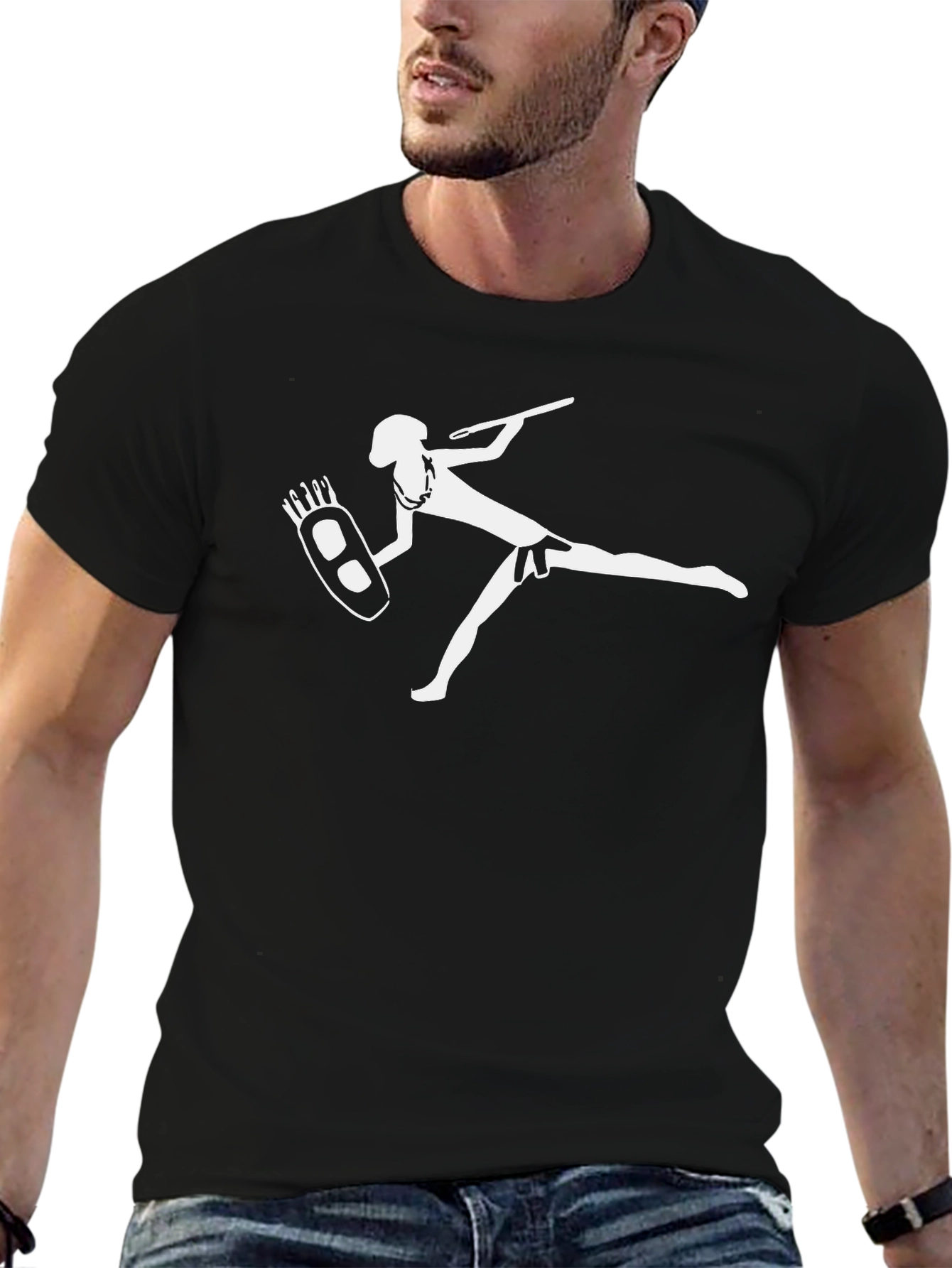 Tribal Warrior Graphic Tee - Black Cotton T-Shirt