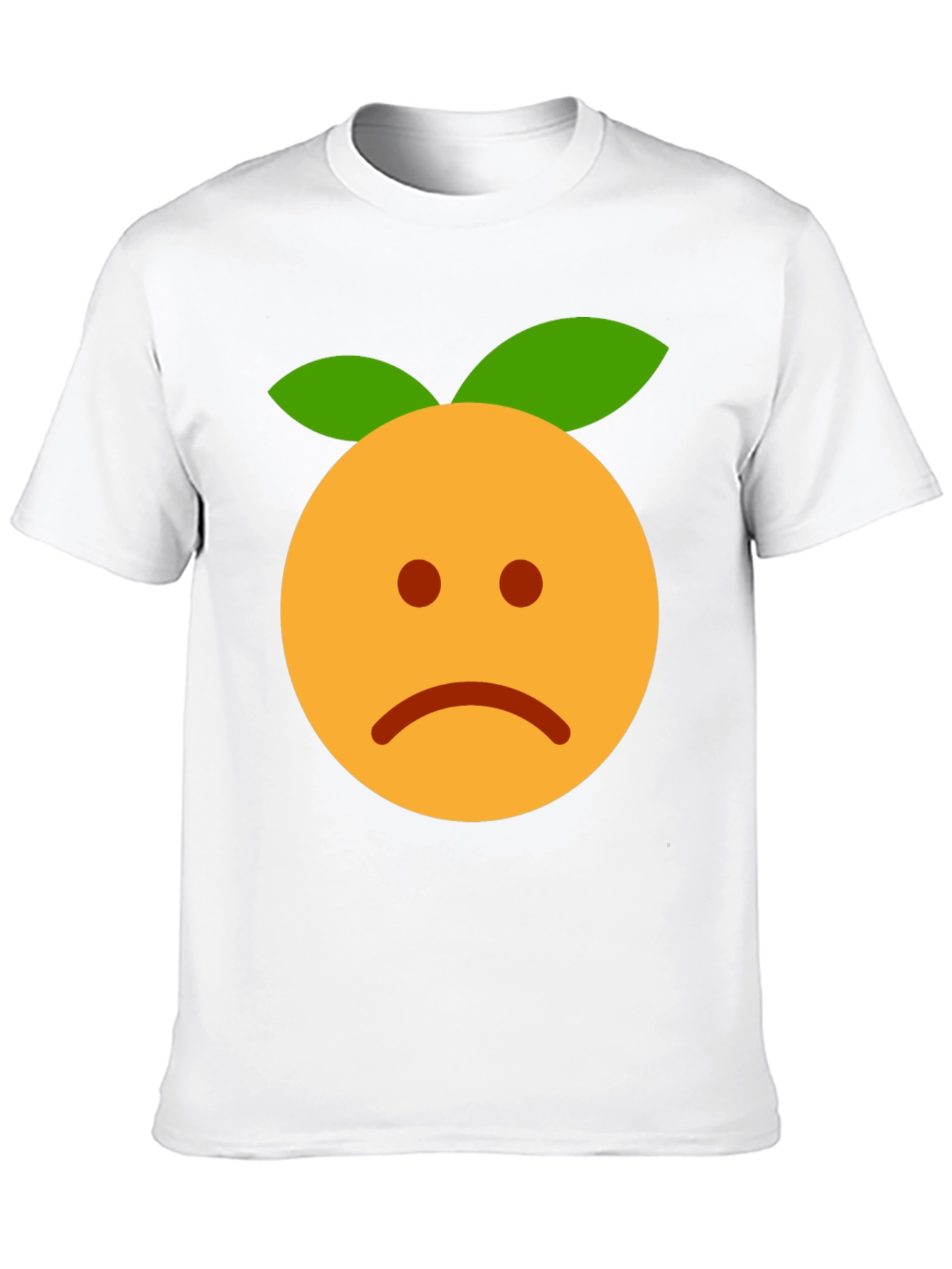 Sad Orange Emoji Graphic Black T-Shirt