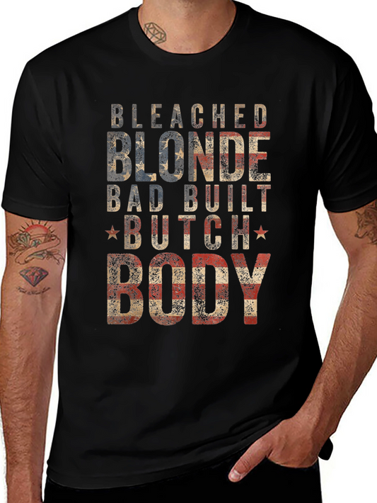 Bleached Blonde Body Graphic Tee - Patriotic USA T-Shirt