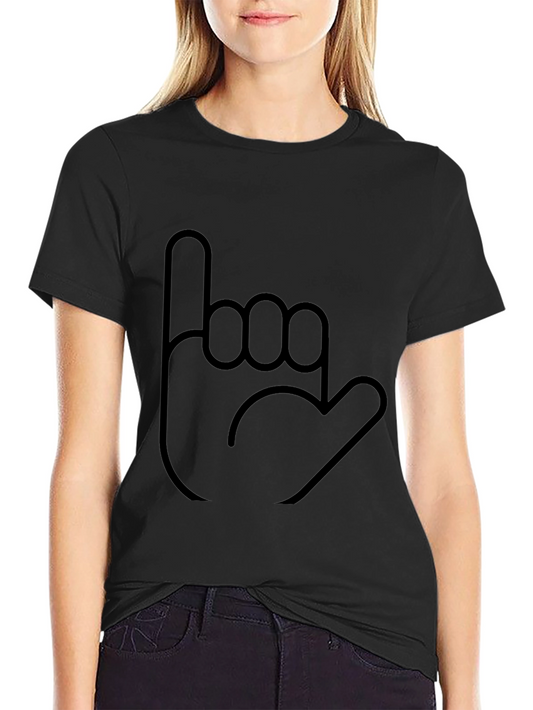 Hang Loose Hand Sign Graphic Tee - Black Casual Shirt
