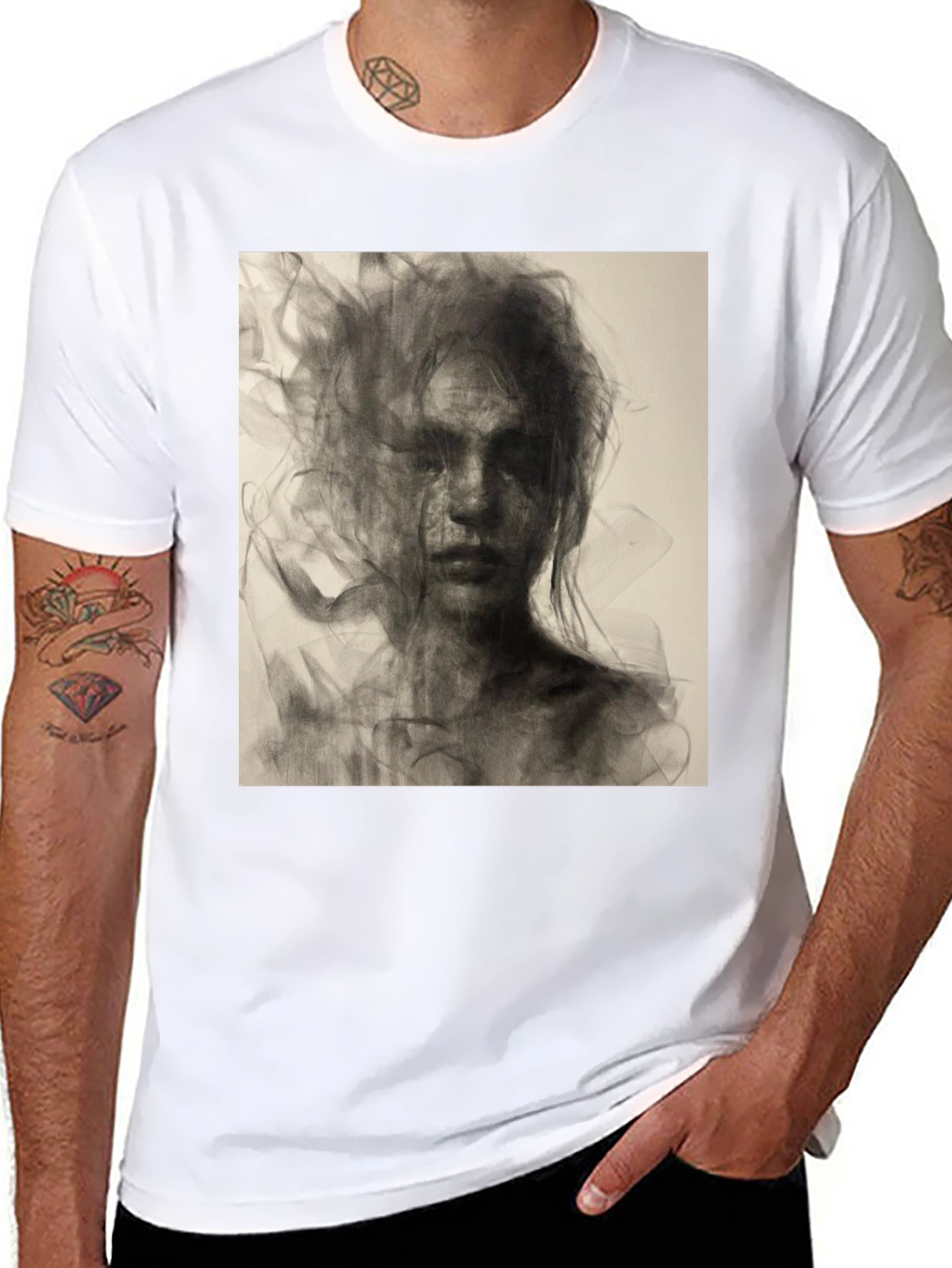 Abstract Portrait Graphic T-Shirt - Unisex Black Tee
