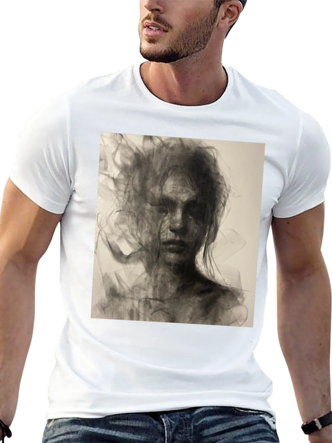 Abstract Portrait Graphic T-Shirt - Unisex Black Tee