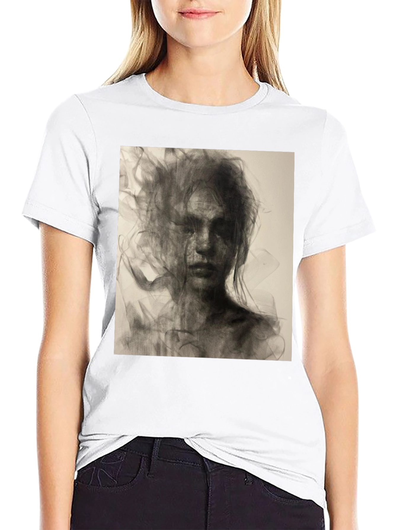 Abstract Portrait Graphic T-Shirt - Unisex Black Tee