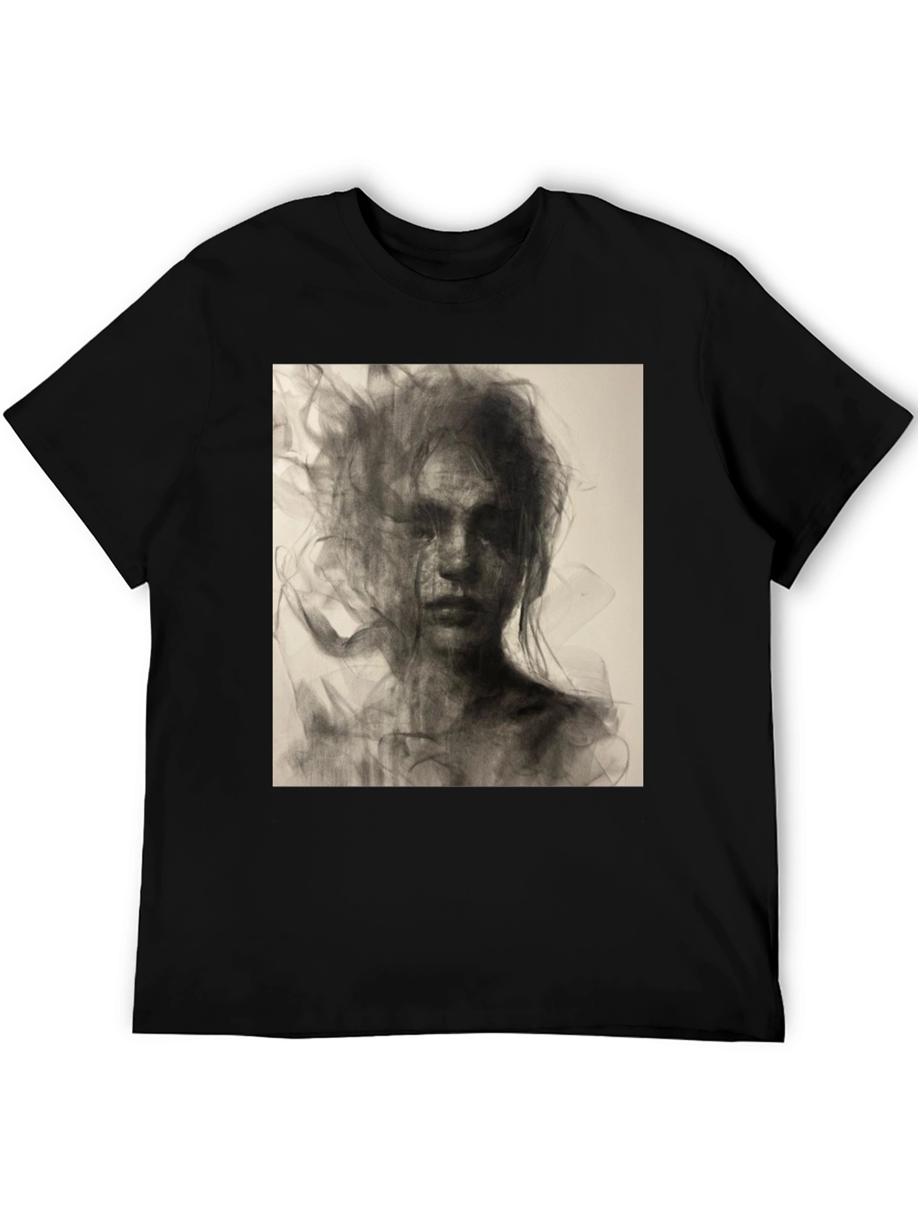 Abstract Portrait Graphic T-Shirt - Unisex Black Tee
