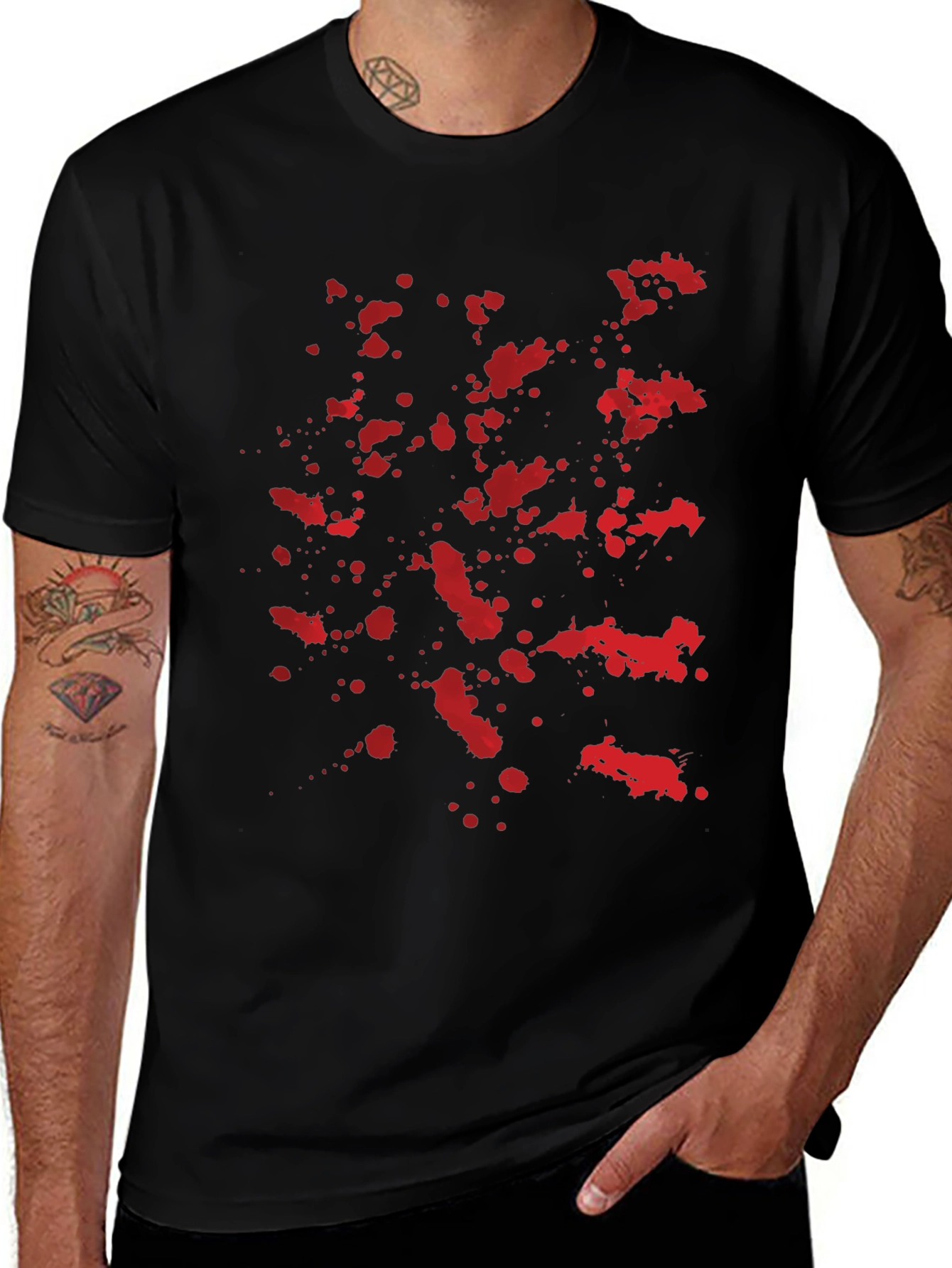 Blood Splatter Graphic Black T-Shirt