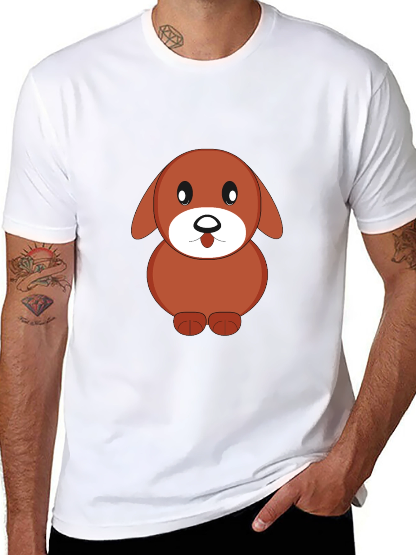 Cartoon Dog Black T-Shirt