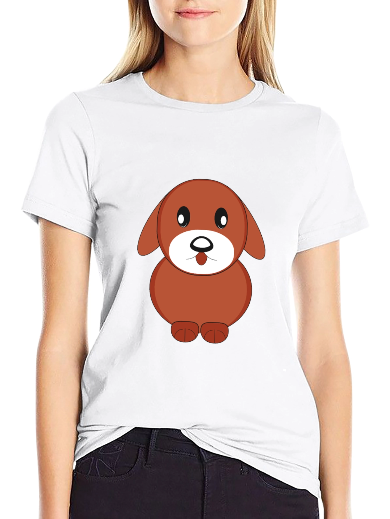 Cartoon Dog Black T-Shirt