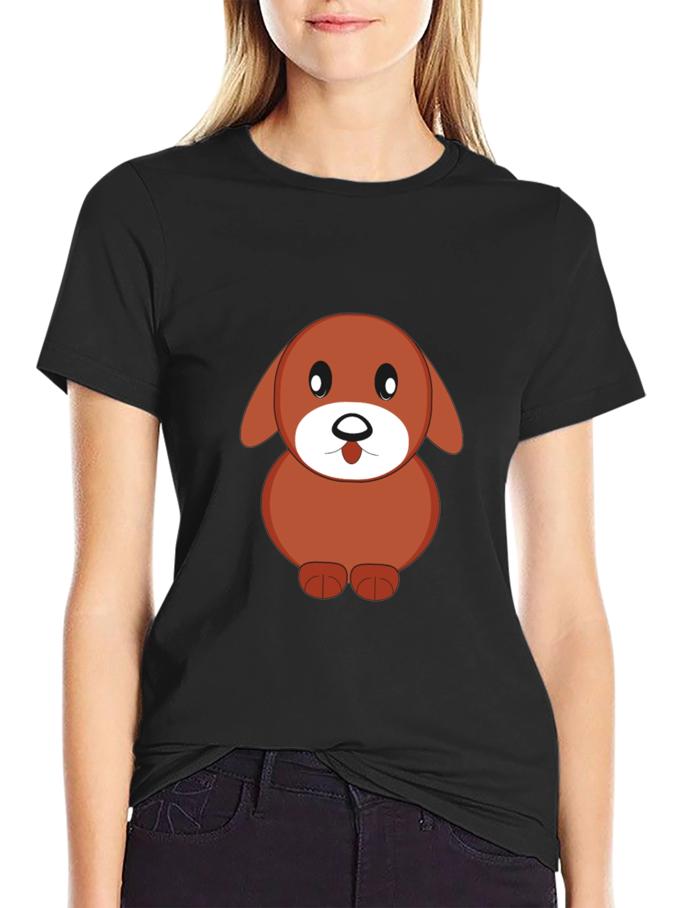Cartoon Dog Black T-Shirt