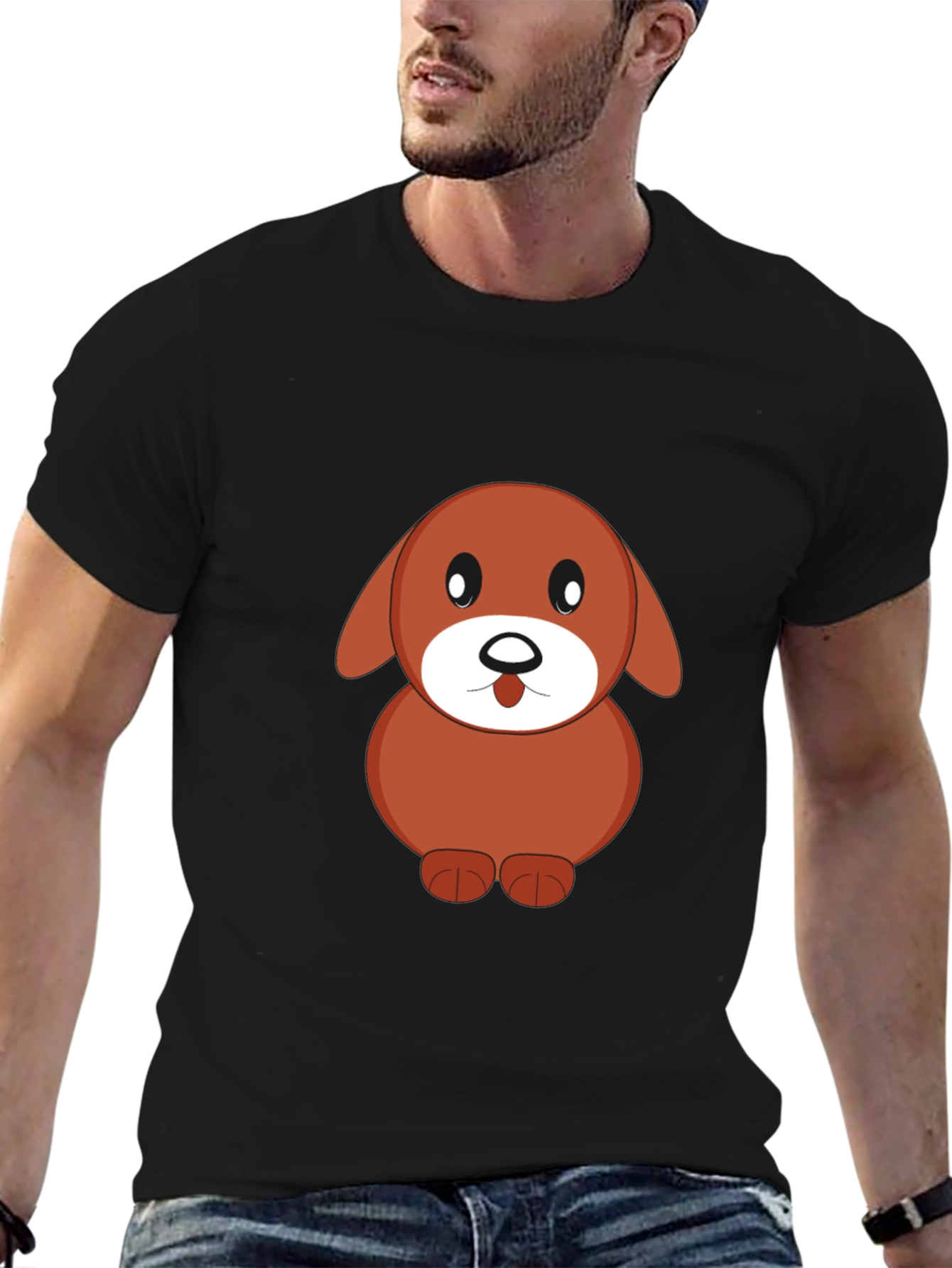Cartoon Dog Black T-Shirt