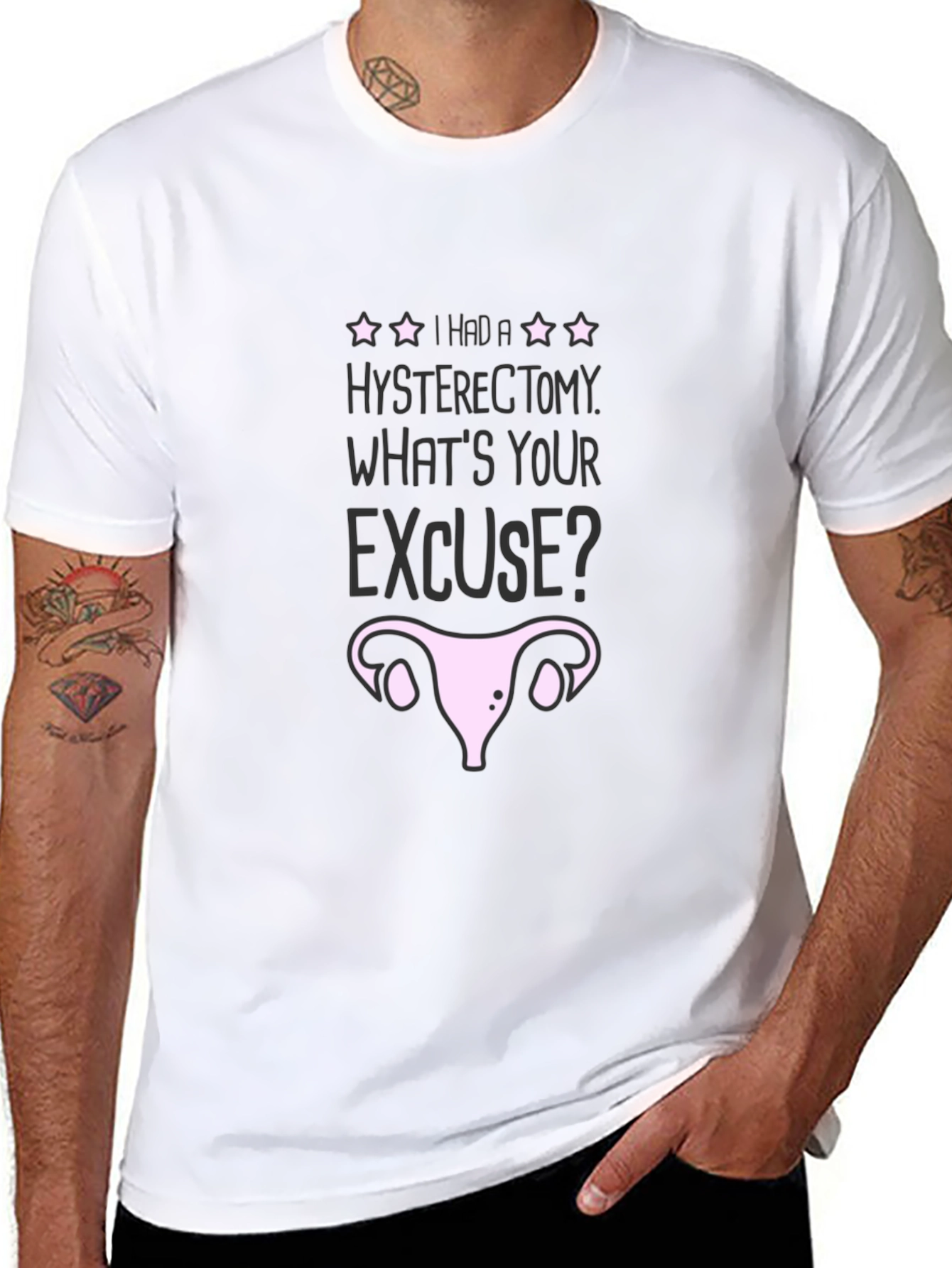 Hysterectomy Excuse Graphic T-Shirt - Black Humor Tee