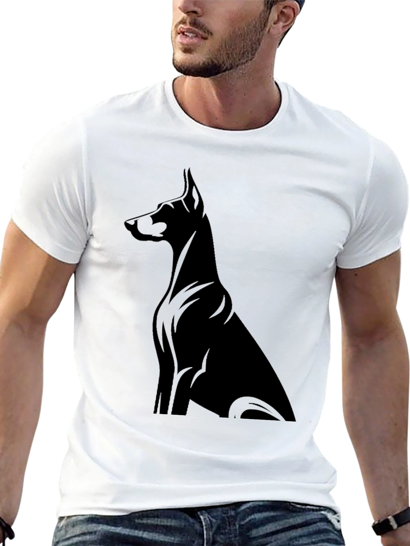 Doberman Silhouette Black T-Shirt