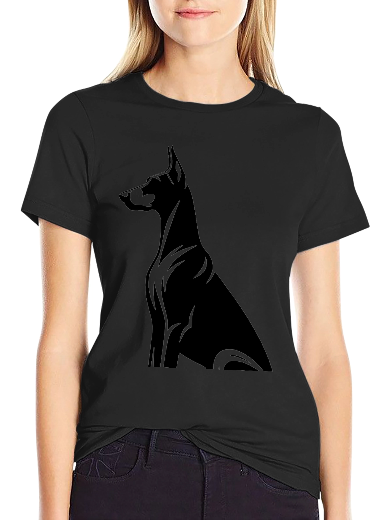 Doberman Silhouette Black T-Shirt