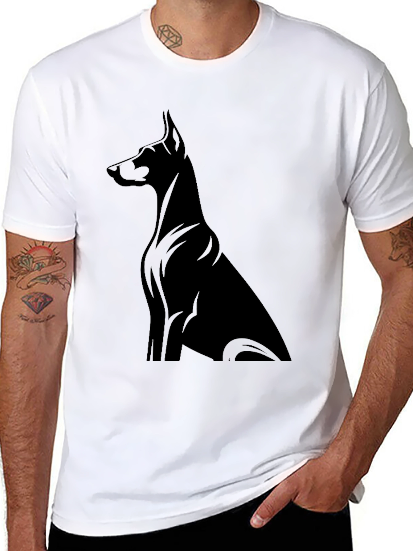 Doberman Silhouette Black T-Shirt