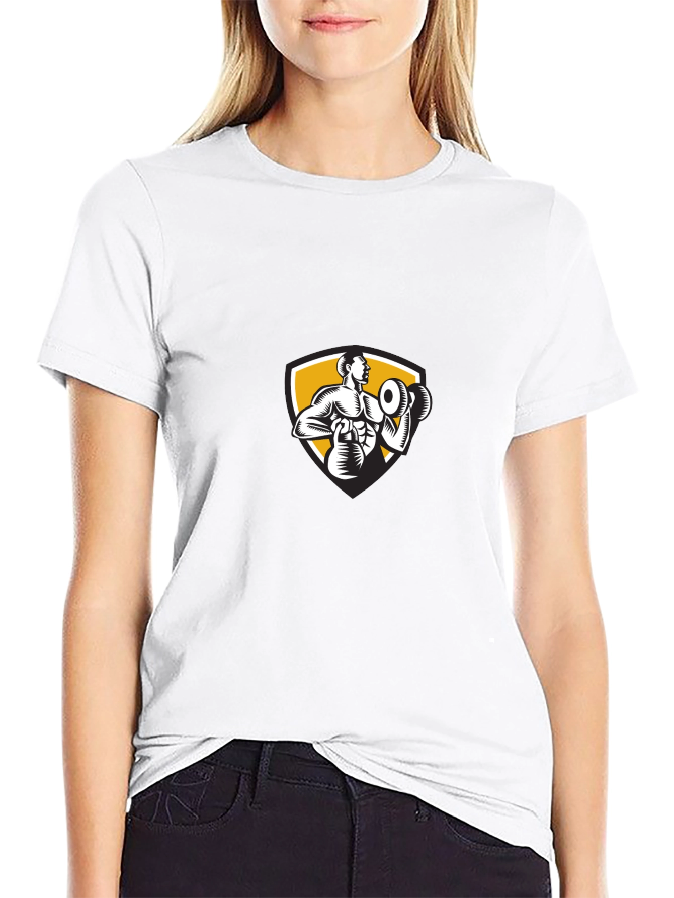 Mens Black T-Shirt with Weightlifter Graphic