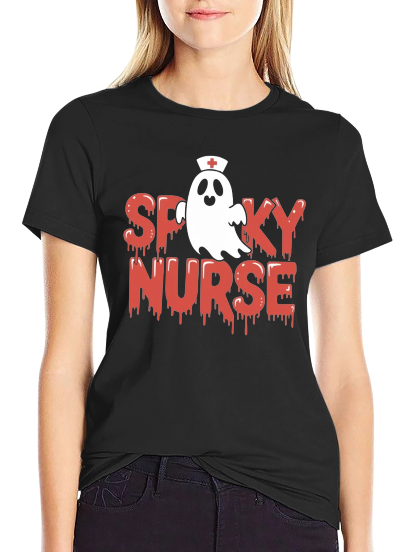 Spooky Nurse Graphic Tee - Halloween Apparel