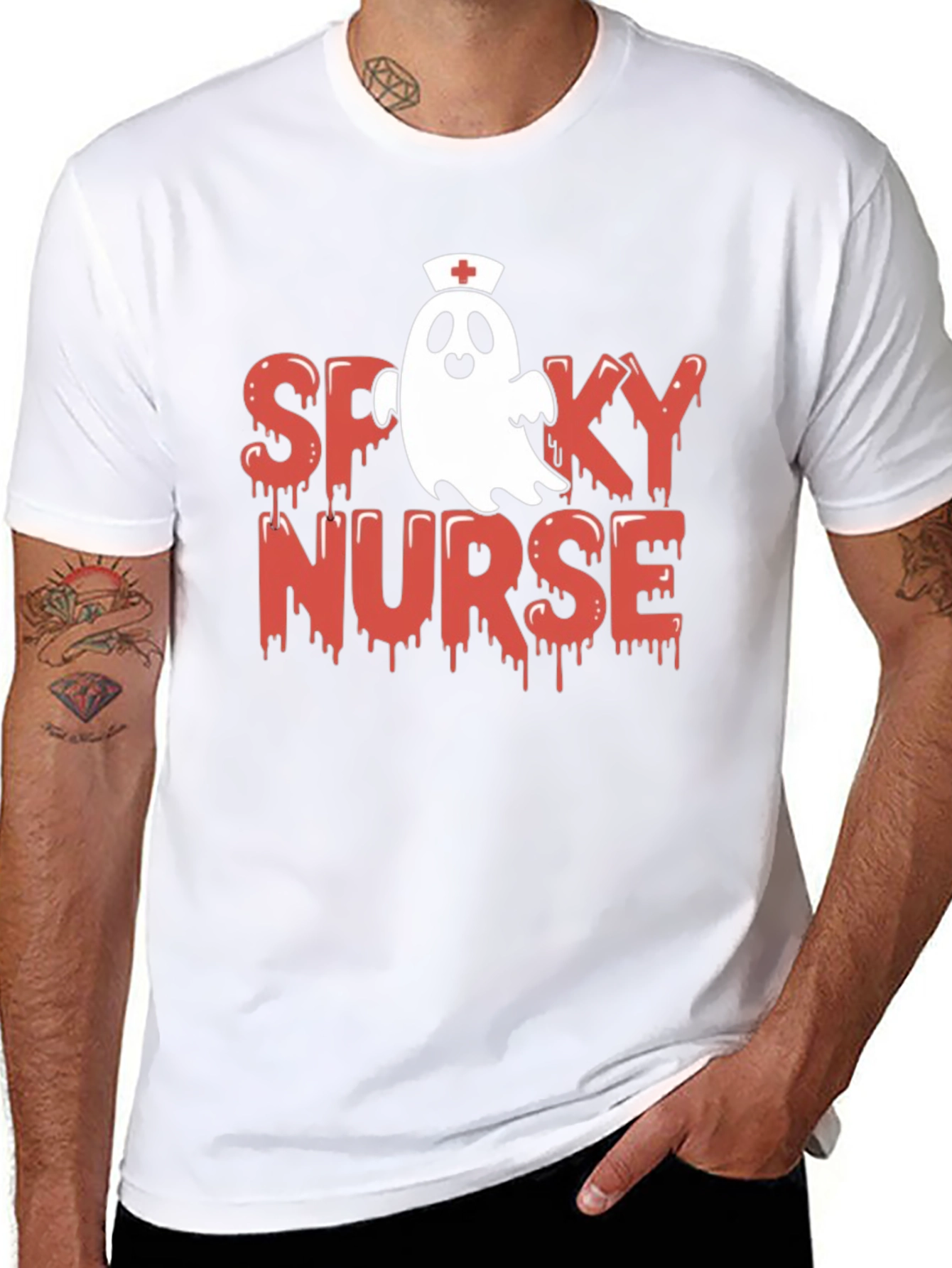 Spooky Nurse Graphic Tee - Halloween Apparel