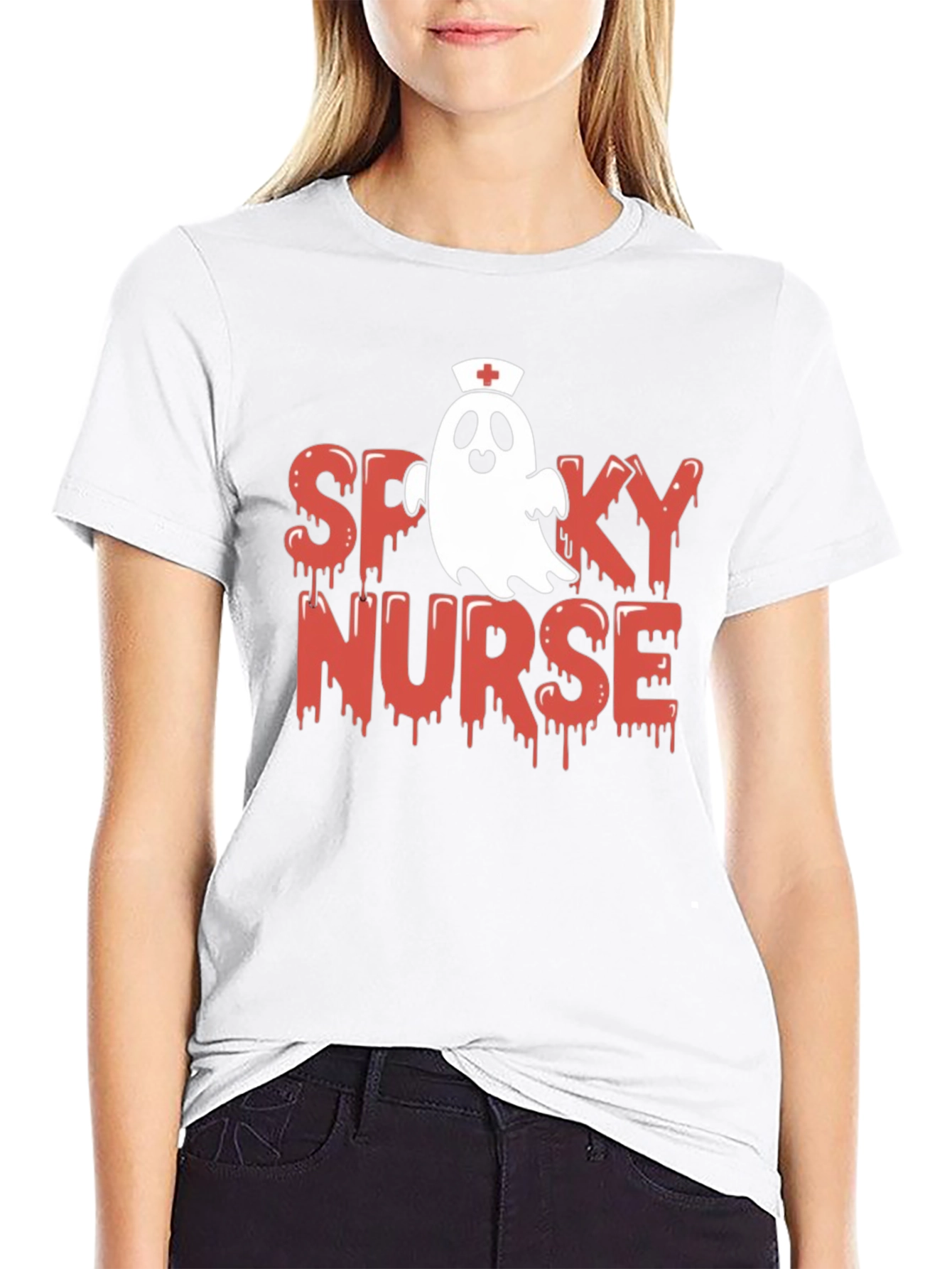 Spooky Nurse Graphic Tee - Halloween Apparel