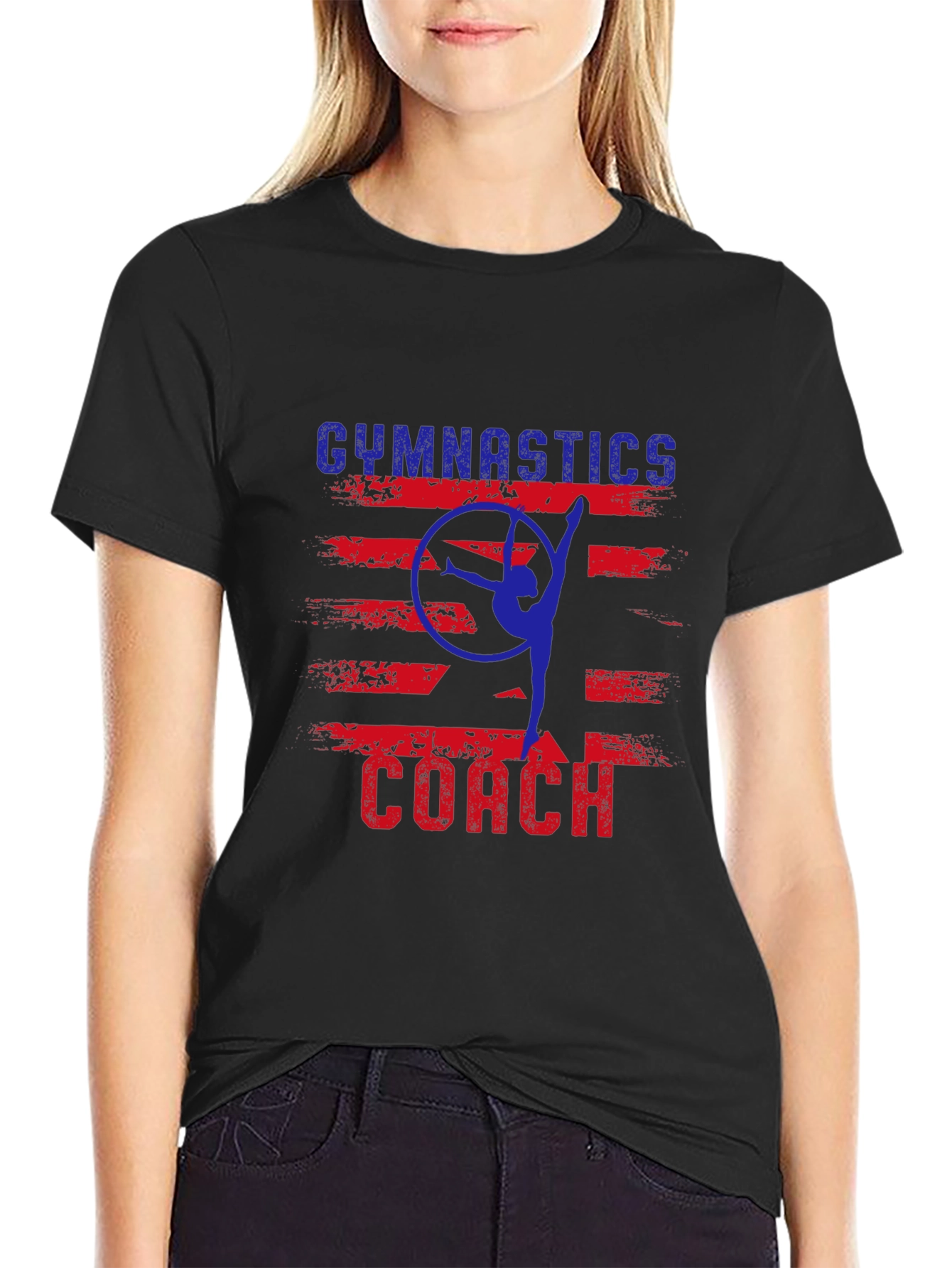 Gymnastics Coach T-Shirt - Patriotic Design