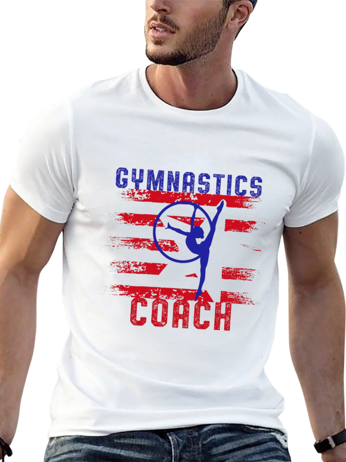 Gymnastics Coach T-Shirt - Patriotic Design