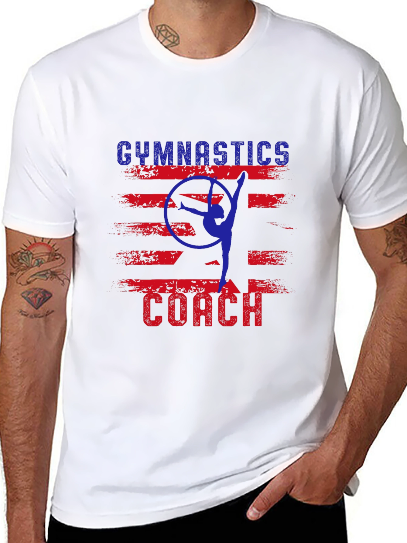 Gymnastics Coach T-Shirt - Patriotic Design