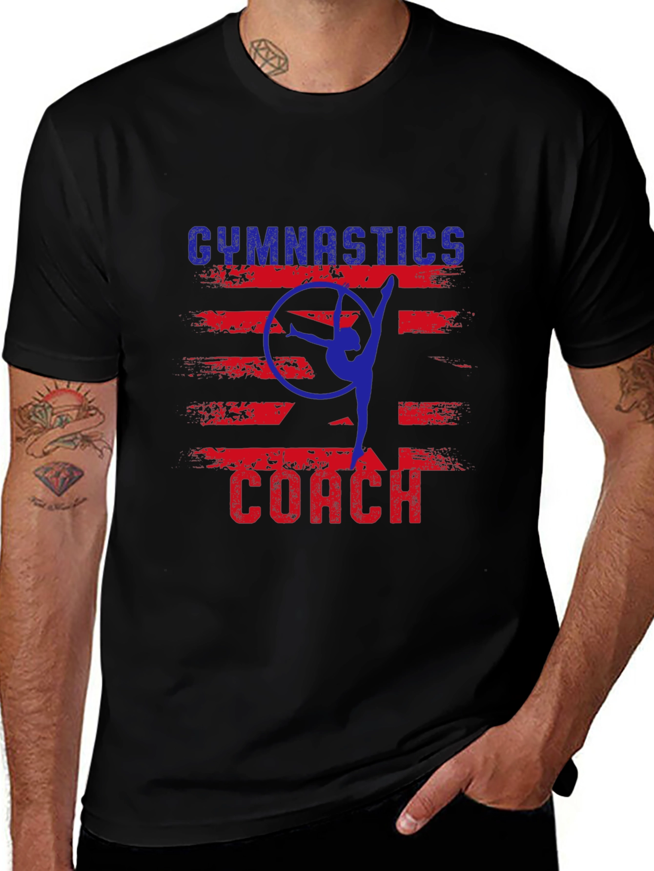 Gymnastics Coach T-Shirt - Patriotic Design