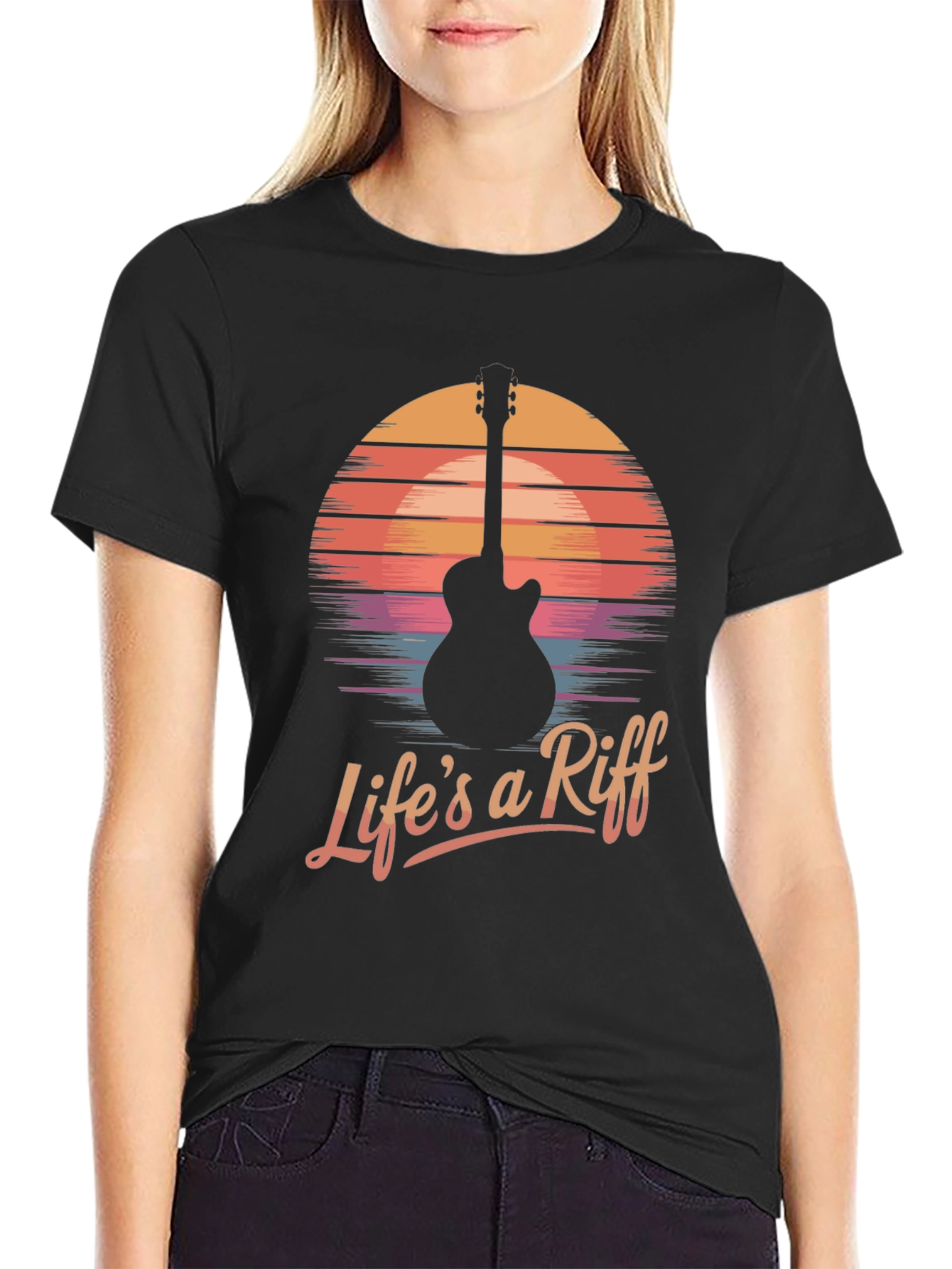 Lifes a Riff Guitar Sunset Tee