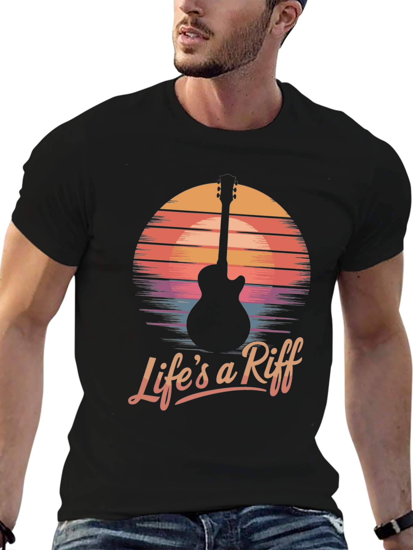 Lifes a Riff Guitar Sunset Tee