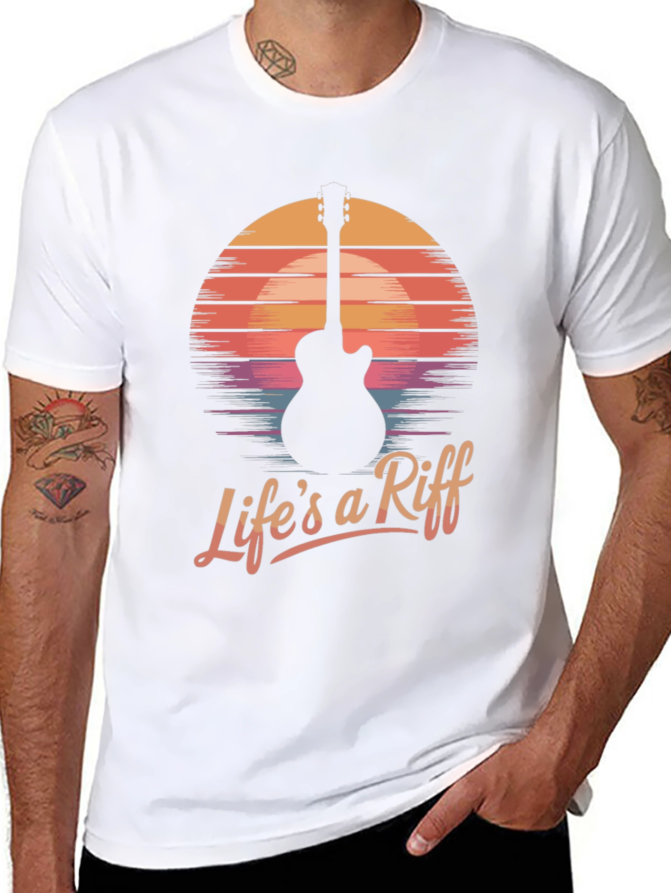 Lifes a Riff Guitar Sunset Tee