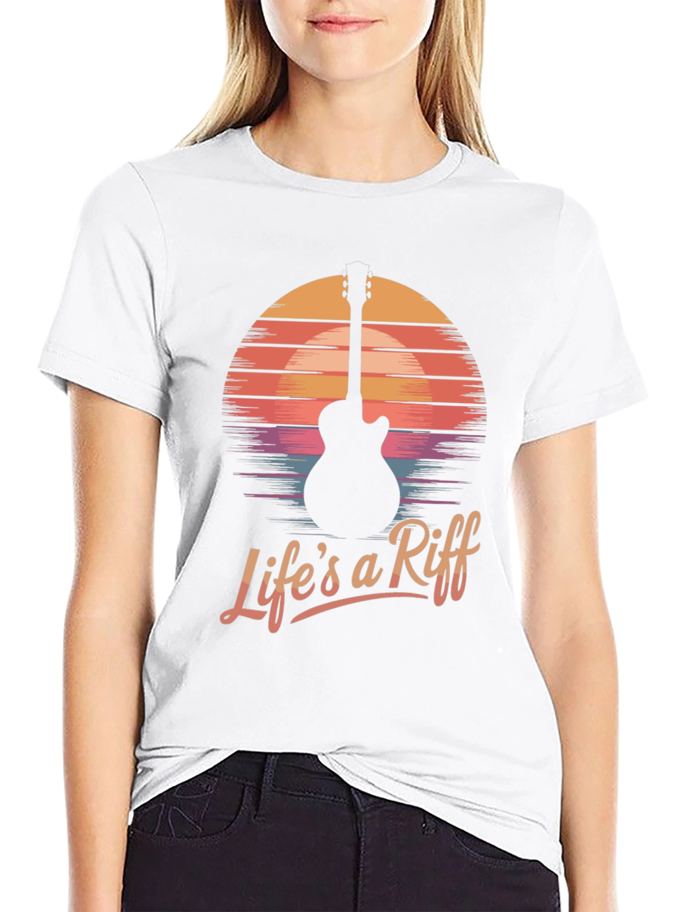 Lifes a Riff Guitar Sunset Tee