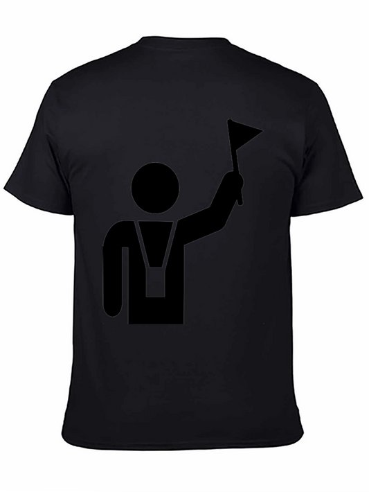 Mens Black T-Shirt with Flag Bearer Graphic