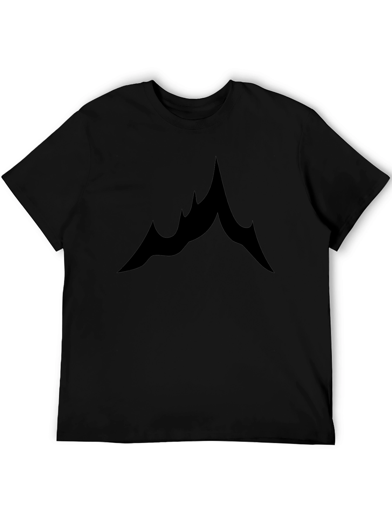 Mens Black Graphic Tee - Abstract Mountain Design