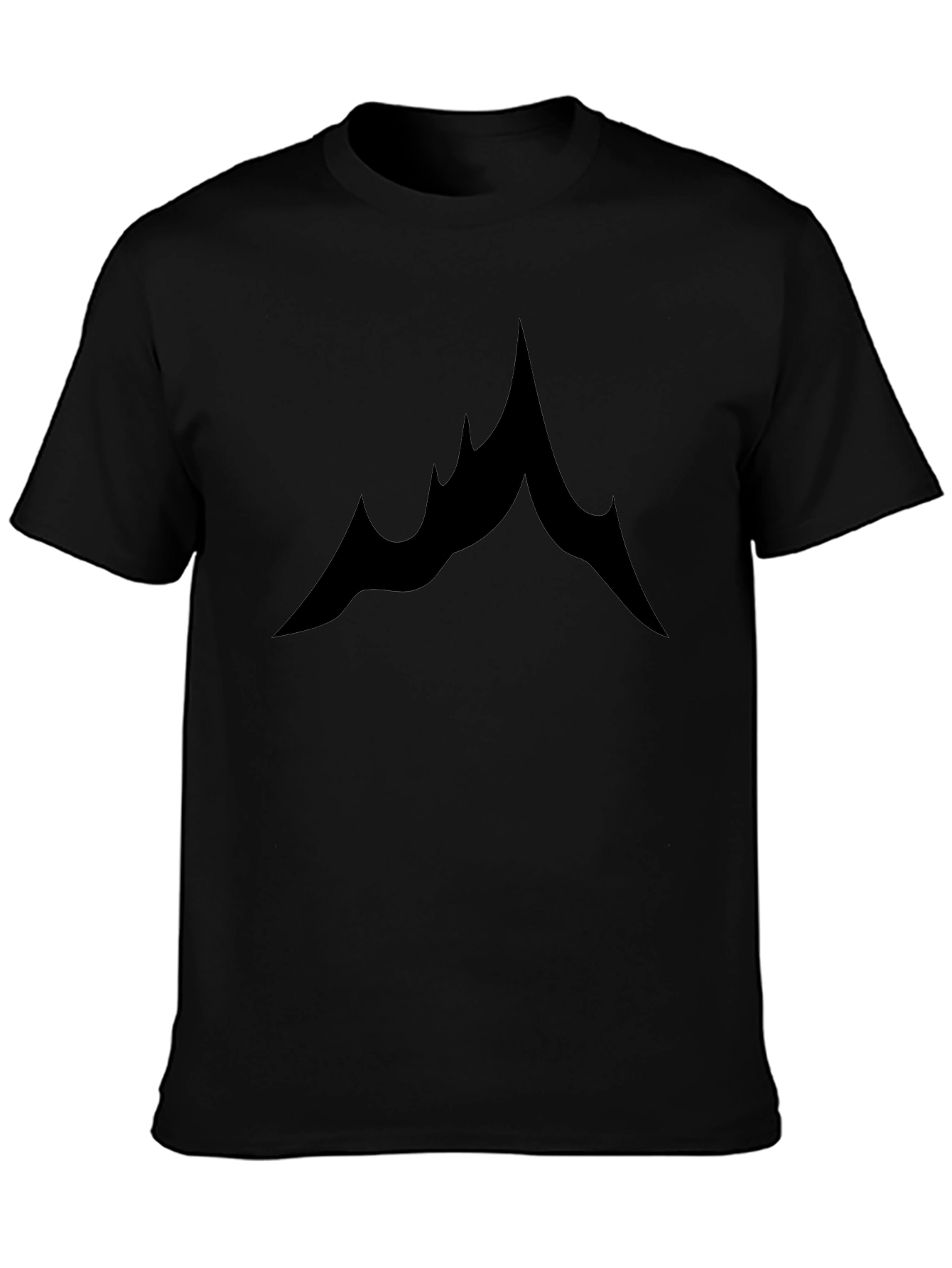 Mens Black Graphic Tee - Abstract Mountain Design