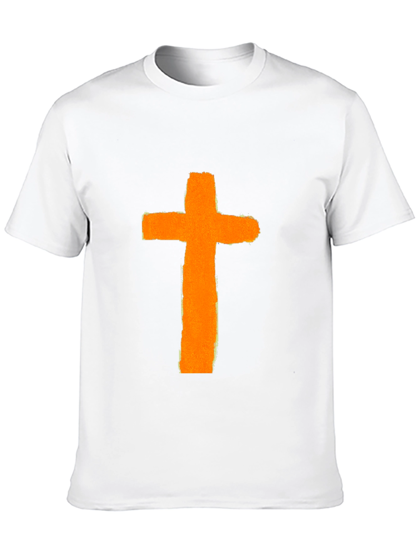 Orange Cross Graphic Print Black T-Shirt