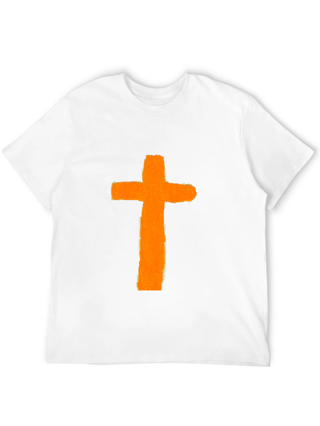 Orange Cross Graphic Print Black T-Shirt