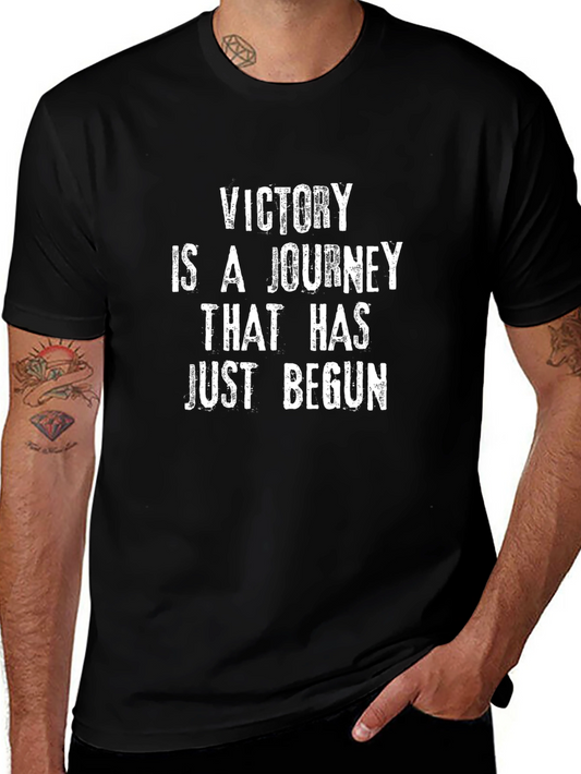 Victory Journey Graphic Tee - Black Cotton T-Shirt