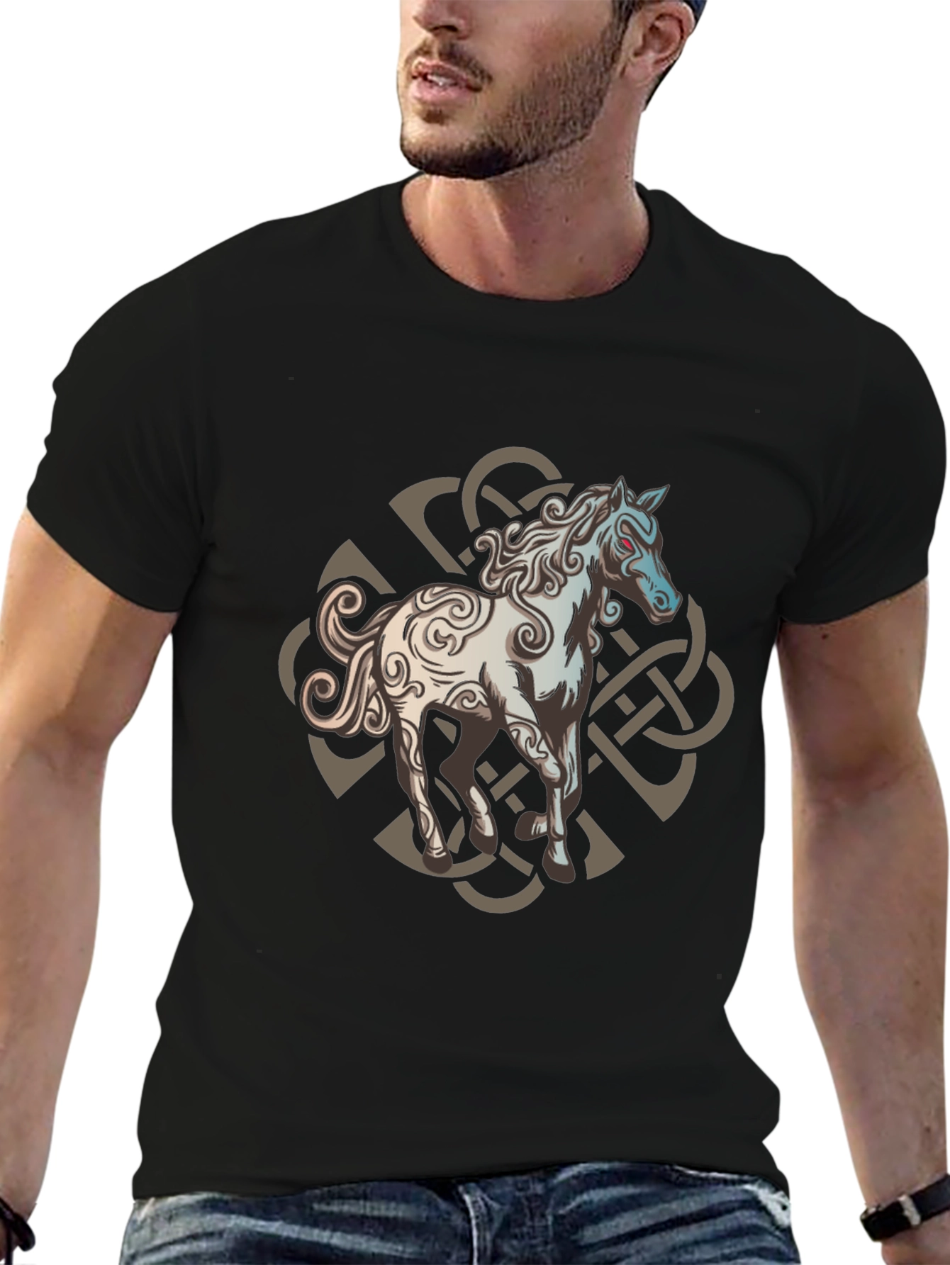Celtic Knot Horse Graphic Tee - Black