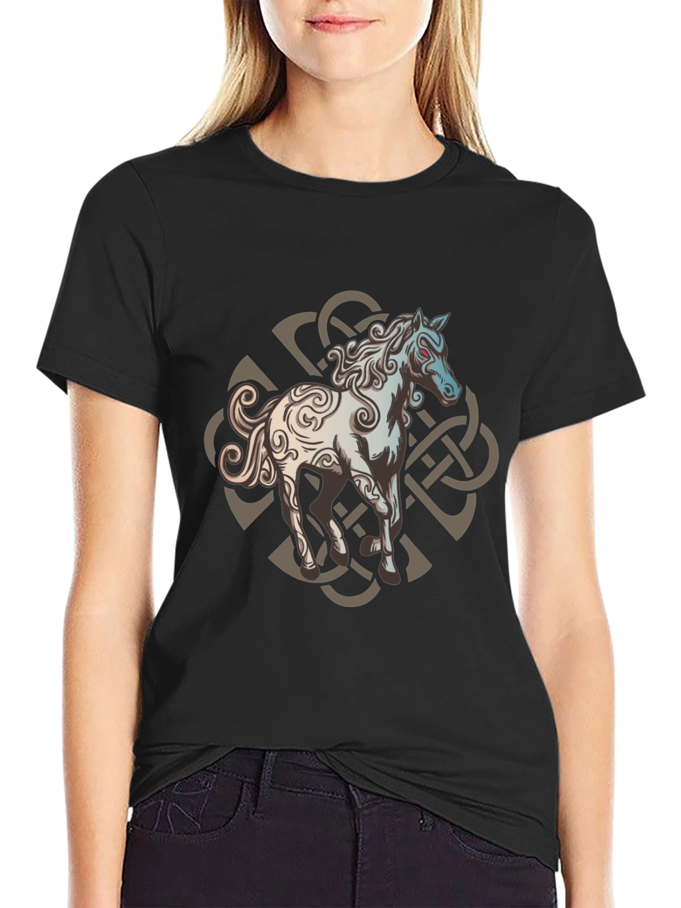 Celtic Knot Horse Graphic Tee - Black