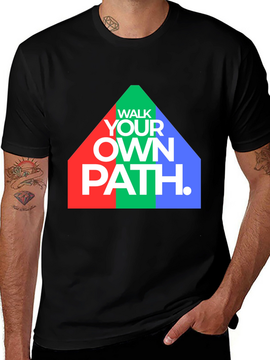 Walk Your Own Path Graphic Tee - Black Crew Neck Shirt